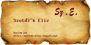 Szoták Eliz névjegykártya